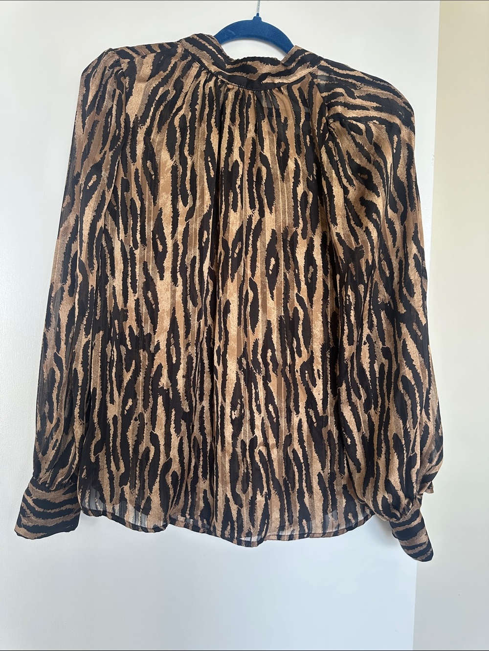Animal Print Sheer Blouse in Black and Brown